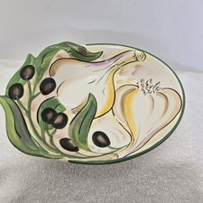 Clay Art San Francisco Olives & Garlic Ceramic Serving Dish 9” x 6” Bowl Tray