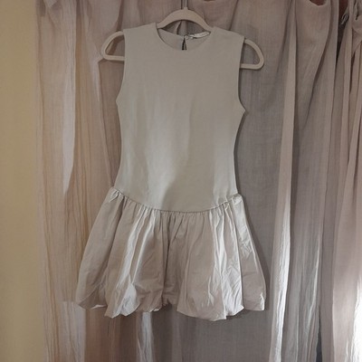 Zara Gathered Drop Waist Mini Dress Beige Med New | eBay Zara Gathered Drop Waist Mini Dress Beige Med New | eBay