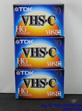 Lot of 3 TDK TC-30 HG Ultimate VHS-C blank tapes Brand New Sealed