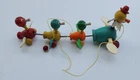 Vintage FISHER PRICE Mama Duck and three baby ducks Pull Toy  -- w sound!