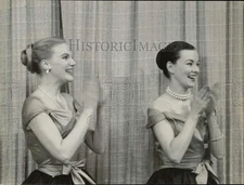 1956 Press Photo Betty Colvin and Madeline Tyler on a television show.