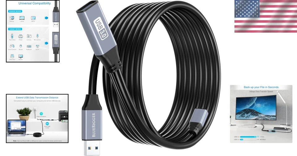 25FT USB 3.0 Extension Cable – Fast 5 Gbps Transfer for All USB Devices - Image 2 of 4