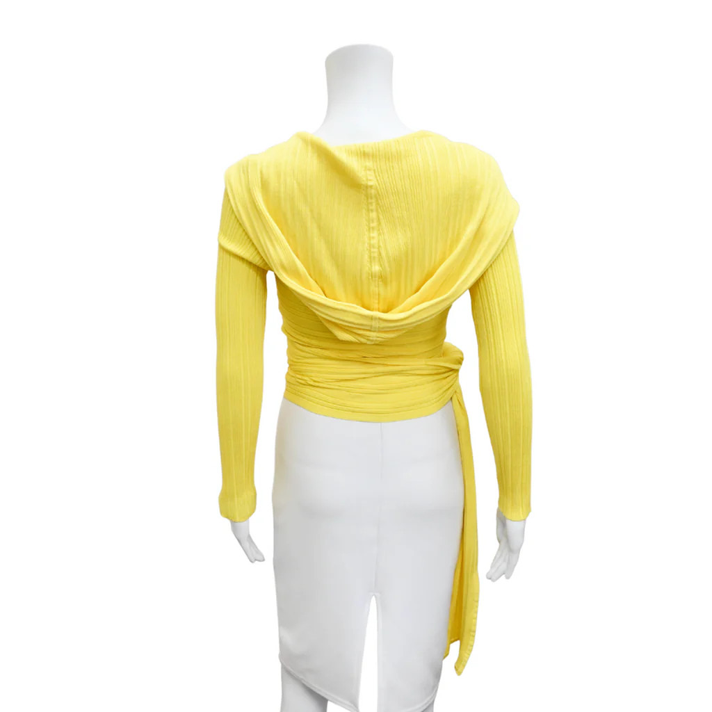 CULT GAIA | Bright Yellow Ribbed Knit Wrap Cardigan Top Size S image 2