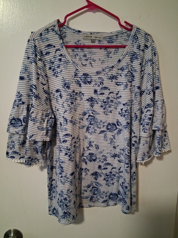 Absolutely Famous Women's Blue Pullover Blouse Size 1X