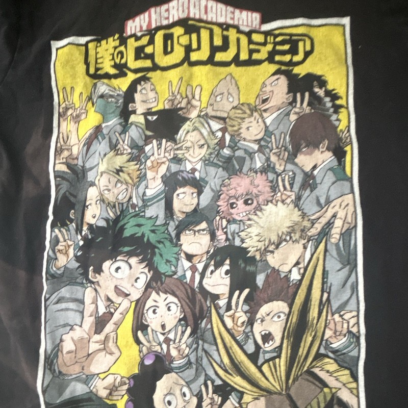 Men's My Hero Academia Anime Graphic Print T-Shirt Black Size M Regular