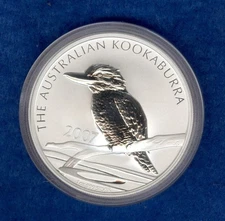 2007 Australia 1 oz Silver Kookaburra Coin BU in Original Capsule
