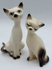 Vintage Japan Mid Century Modern Loving Siamese Cat Figurine Pair