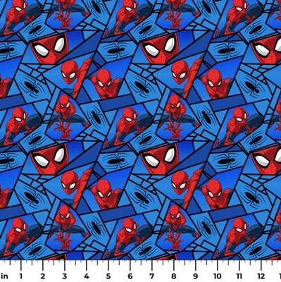Cotton Spiderman Spiders Marvel Movie Blue Fabric Print by Yard D601.12 ...