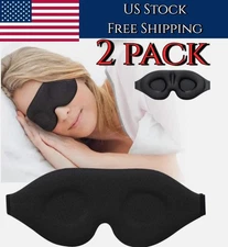 2 Pack 3D Sleep Eye Mask Full Light Blocking Night Sleeping Relax Blindfold US