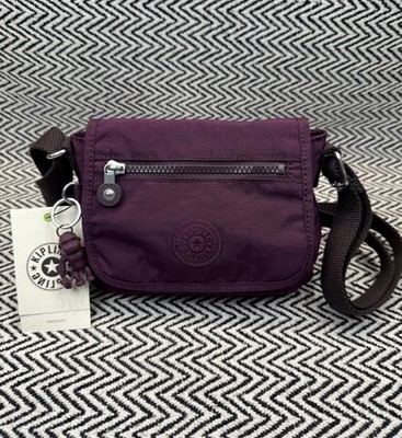 NWT Kipling Sabian Dark Plum Crossbody Mini Bag w/ Charm Keychain