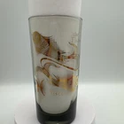 PISCES Zodiac Highball Collins Glass Gold Smoked Federal Astrology Barware Vtg