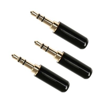 3Pcs 3.5mm Copper Male Stereo Mini Jack Plug Audio Soldering Connector C