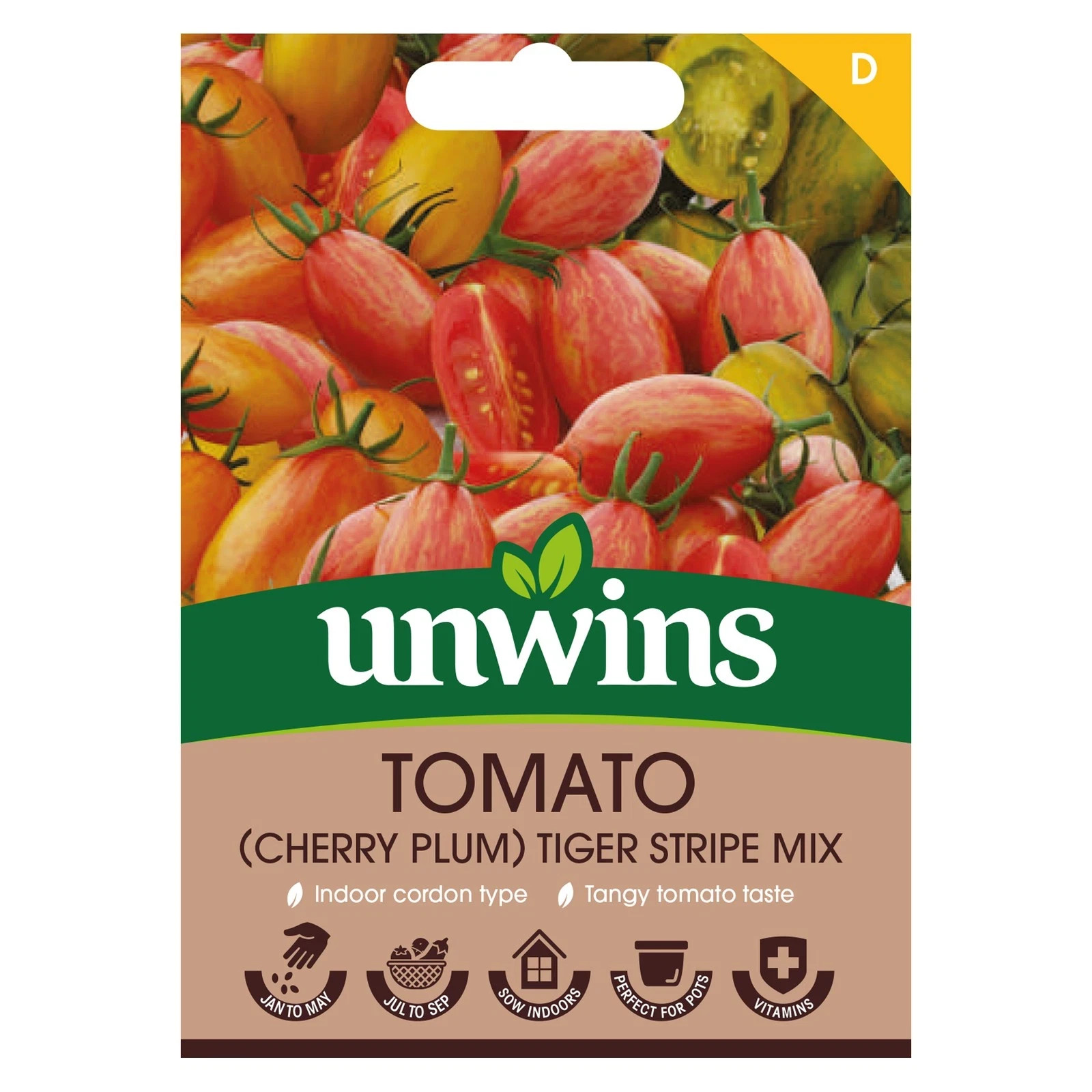 Unwins Seeds Tomato (Cherry Plum) Tiger Stripe Mix Approx 8 seeds
