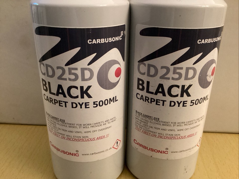 CARBUSONIC Black Carpet Dye CD25D 2 x 500ml 1 Litre car trim