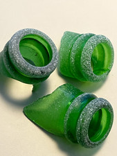 G 242 P Genuine Surf-Tumbled Green Sea Glass Bottle Necks x 3