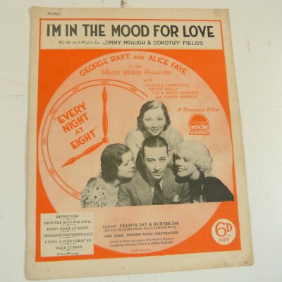 Liederblatt Ich bin in der Stimmung für Liebe ''Jede Nacht um acht'' 1935