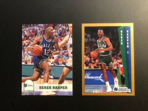 Nice 1990s DEREK HARPER Fleer & SkyBox Basketball Card (2) Made in USA