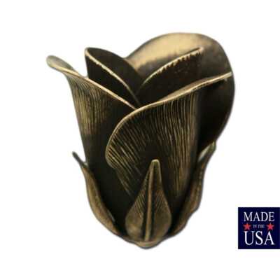 Brass Ox Plated 3D Tulip or Rosebud Bead Cap Finding LG (2) mtl063E