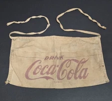 1940-50s Coca-Cola Canvas Apron Tie Coin Bill Nail Tool Holder Coke Crow Tag