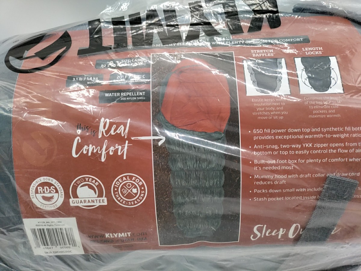 Klymit KSB Sleeping Bag 20 Degrees Rust Red/Grey Large