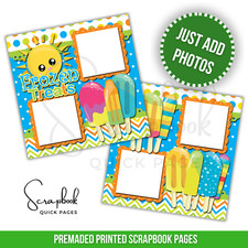 Frozen Treats Scrapbook Page Ice Cream PRINTED Premade Scrapbook Quick Pages 35