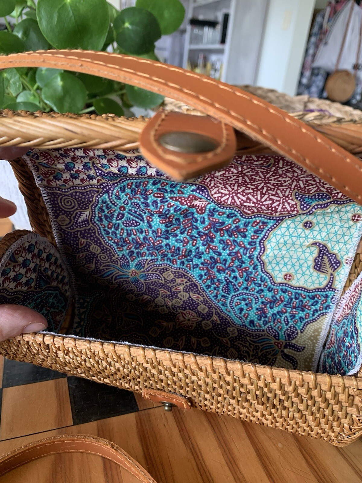 Rattan Wicker Rectangular Handbag - image 5