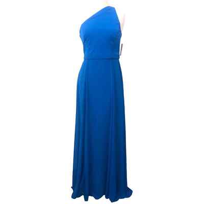H by Halston One Shoulder Chiffon Overlay Gown Royal 6 NWT | eBay