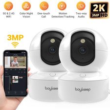 2PC Security Camera System Baby Pet Monitor Smart WiFi Night Vision Wired 2K Cam
