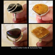 BALTIC CHERRY BUTTERSCOTCH MULTICOLOR AMBER STERLING SILVER HANDMADE MODERN RING