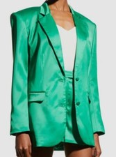$428 Ronny Kobo Women's Green Alex Charmeuse Blazer Coat Jacket Size Small