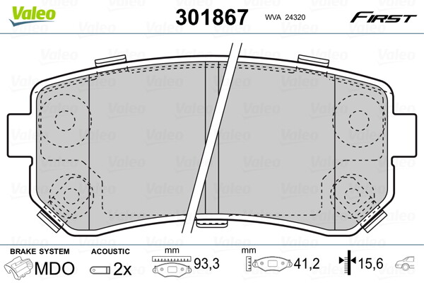 Plaquettes de frein VALEO 301867 pour éliminer les sifflements sur Hyundai i30 et ix35