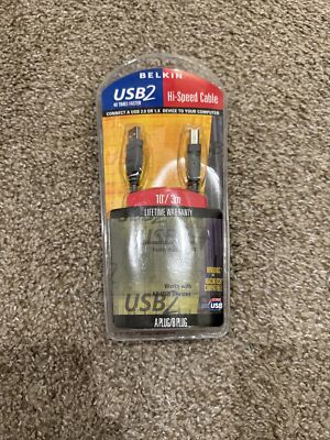 Belkin USB2 High Speed Cable 10 Foot USB A to B Plug 480MBS--New 