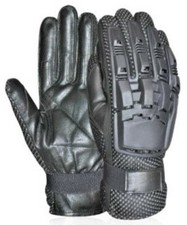 Leather Tactical  103 Full Finger Gloves Black Hunting Shooting Military 