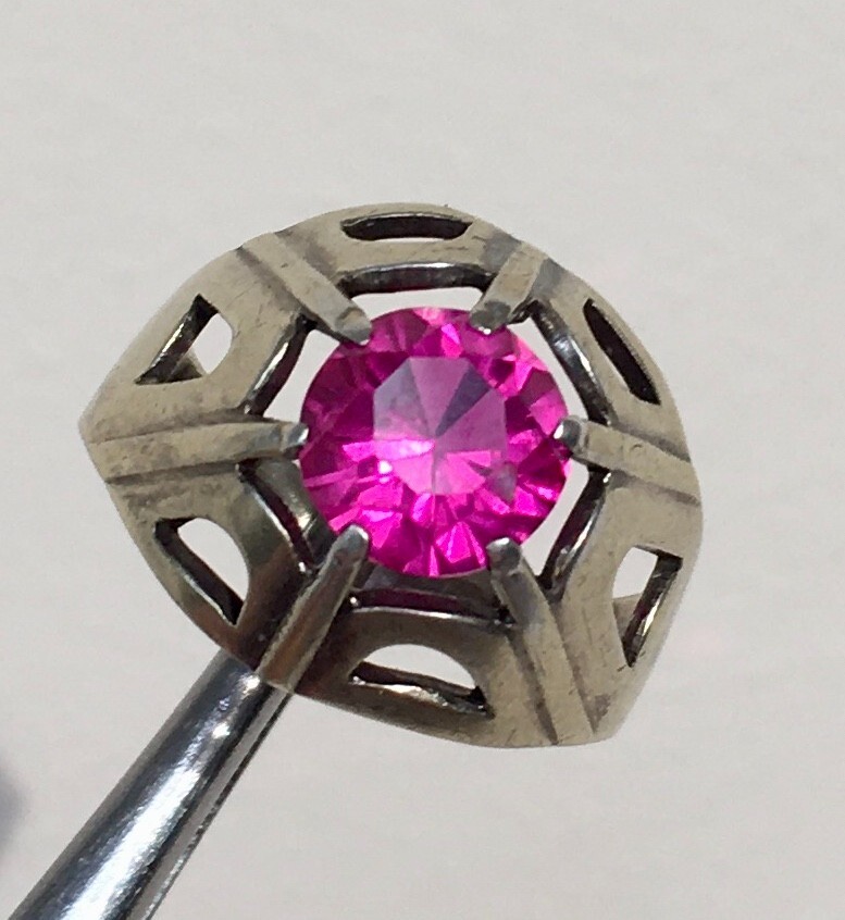 Ring №53 Vintage Soviet Red Ruby Silver Ring 875☆… - image 5