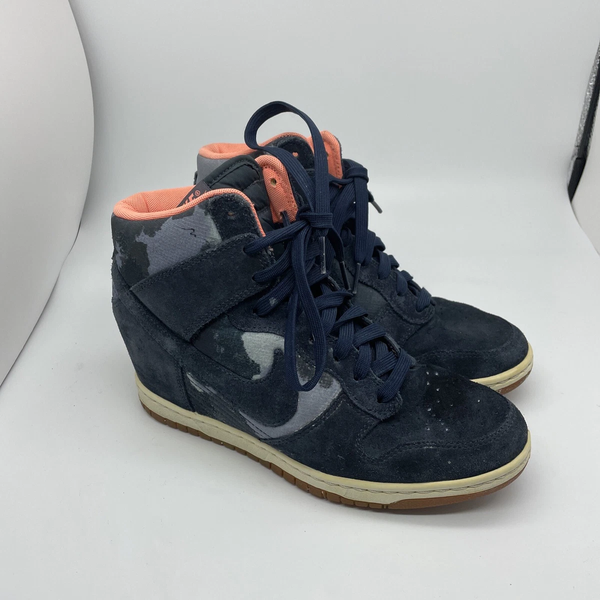 Geniet Rekwisieten Beschietingen Nike Dunk Sky Hi Wedge Sneaker Womens Size 8 Armory Navy Blue Camo  543258-401 | eBay