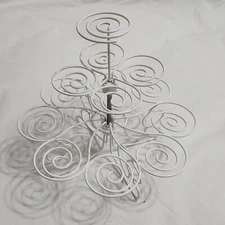 3 Tier Metal Scrolled 13 Mini Cupcake Stand Display Holder  White 9" High -BB