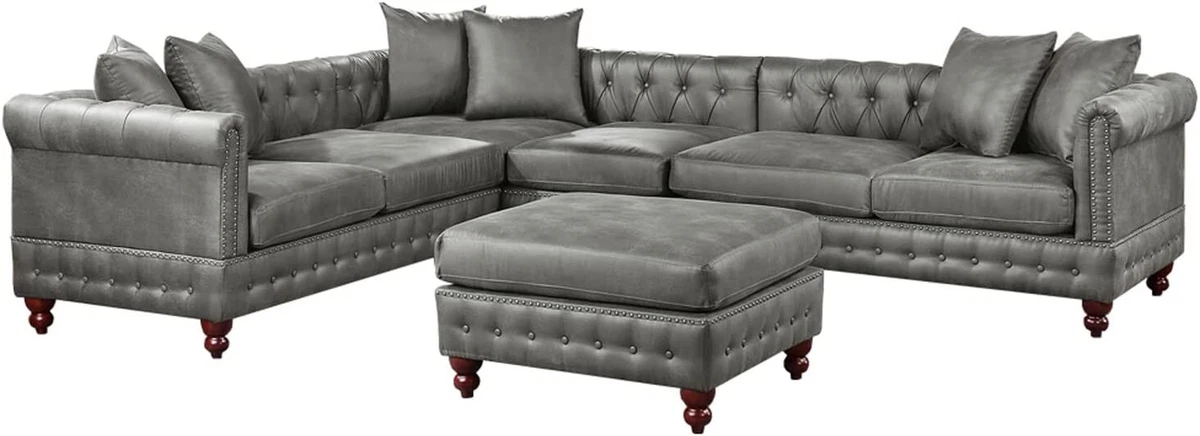 Black sectional 2024 with nailhead trim