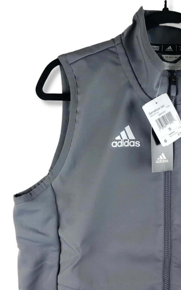 adidas Game Mode Vest Men's Casual Full Zip Vest FP9983 Gray White Small - Image 4 of 4