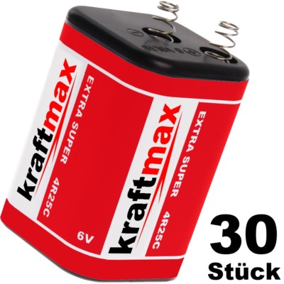 30x Kraftmax / XCell 4R25 6V-Block Batterie SET - 6 Volt / 9500 mAH