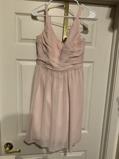 David’s Bridal Pink Chiffon Bridesmaid Dress Gown Halter Women’s Size 6 Ruched