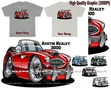 DigiRods Austin Healey 3000 Vintage British Convertible Cartoon Car T Shirt