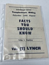 VINTAGE BROCHURE VOTE ELECTION KEVIN LYNCH LABOUR LIBERAL TEMPLESTOWE