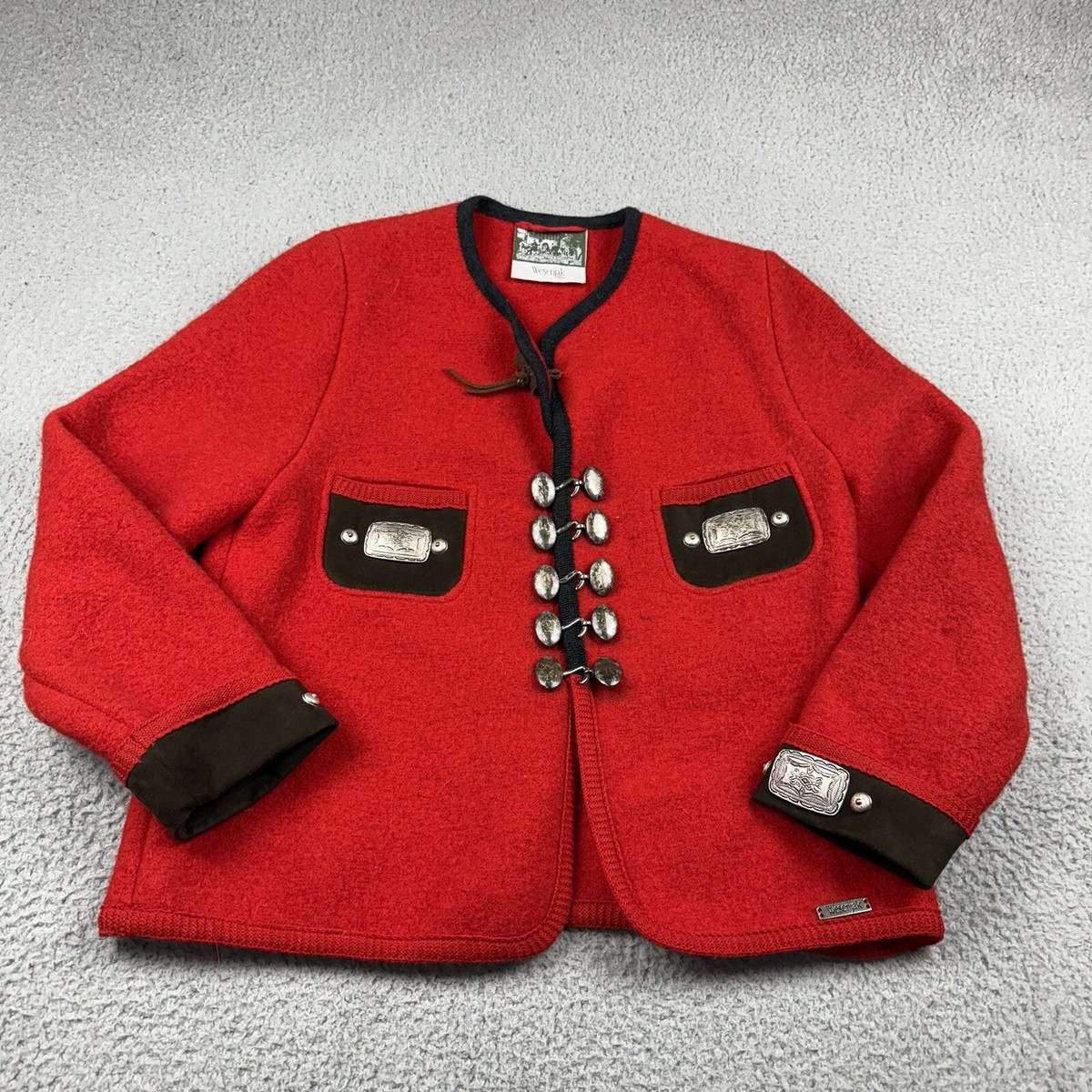 Wesenjak Tirol Sweater Womens Large Red Wool Metal Fastened Wesenjak Tirol Sweater Womens Large Red Wool Metal Fastened