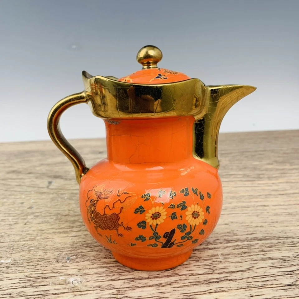 5.6" Raro China Porcelana Dinastía Canción Ru Porcelana Dorado Una olla de cuatro tazas Foto 4 de 4