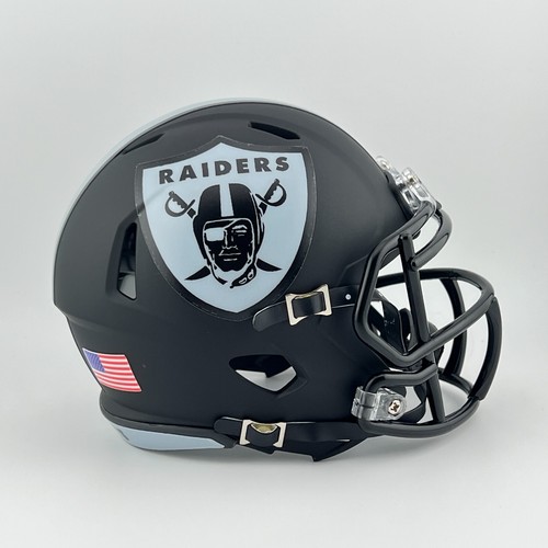 Las Vegas Raiders CUSTOM Matte Black - Matte Grey Decals Mini Football Helmet