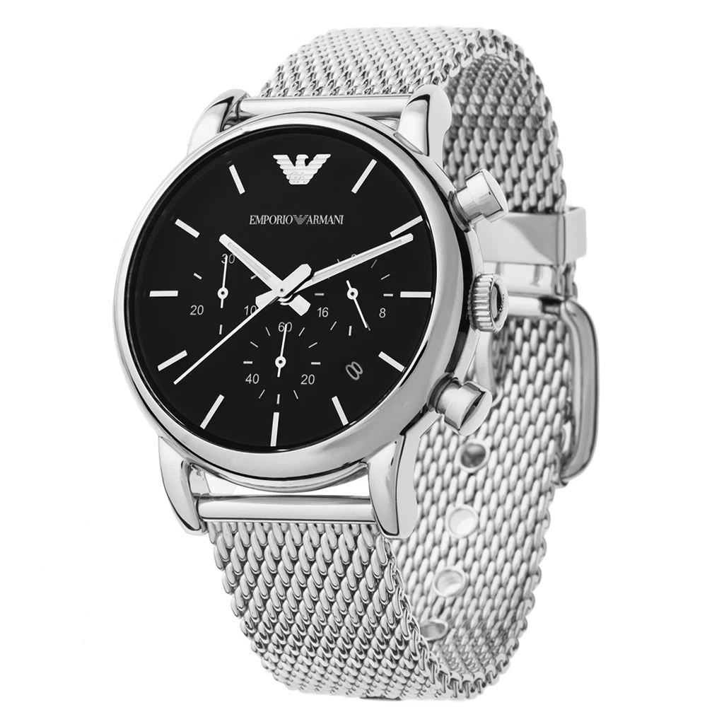 NEW EMPORIO ARMANI AR1811 LUIGI MESH STRAP WITH BLACK DIAL MEN\'S WATCH UK |  eBay