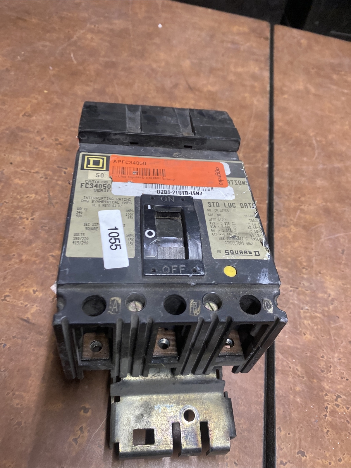 Square D FC34050 Circuit Breaker 50A 480V~ For Parts Bad Switch