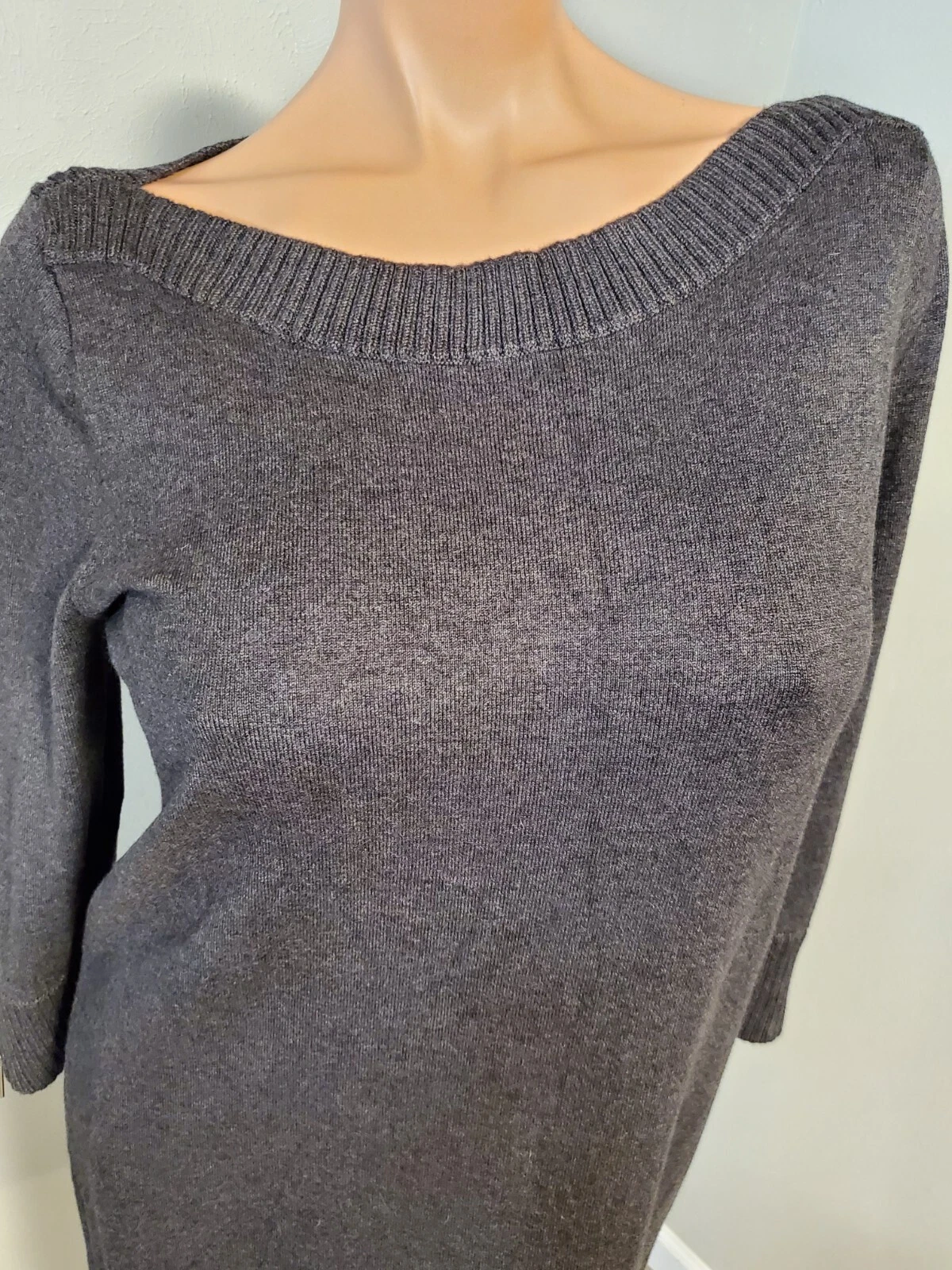 Abito maglione Michael Kors grigio antracite maniche 3 4 taglia XL polsini zip nuovo con etichette