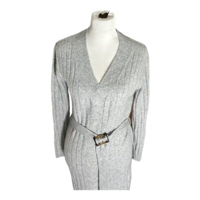 kendall kylie grey dress KENDALL+KYLIE Sweater Women's Size Small Heathered Gray Belted V Neck abaya set satin