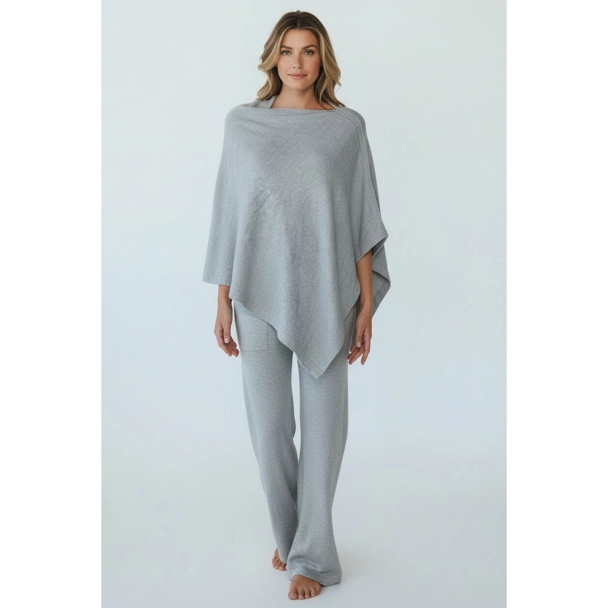 Barefoot Dreams CozyChic Ultra Lite Poncho Grey One Size Loungewear Wrap